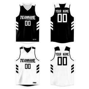 Camiseta de Baloncesto Personalizada Negra y Blanca de Doble Cara - Product Image 1