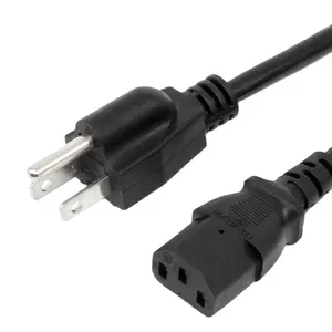 Factory Direct ETL Approved 3 Pin Prong Plug Cable USA 3Pin 18AWG AC Cords Electric Lead IEC C13 US Power Cord