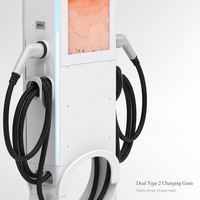 Nouvelle borne de recharge publique AC 44 kW Type 2 avec écran publicitaire, câble de 5 m, boîtier métallique, carte RFID, OCPP1.6, station de recharge pour voitures