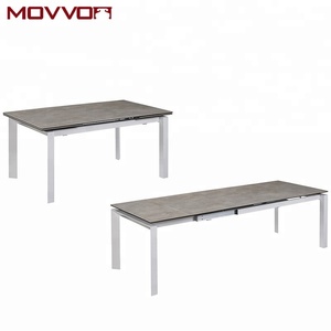 Tavolo da pranzo in vetro allungabile in stile moderno nuovo modello di Design con tavolino in metallo di grandi <span class=keywords><strong>dimensioni</strong></span> per ufficio o uso domestico - Product Image 3