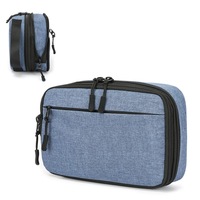Pochette de rangement portable et étanche pour gadgets technologiques, avec séparateurs rembourrés, poche en filet, boucles élastiques pour câbles, fermeture éclair, en polyester