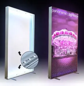 Premium Aluminum Frame LED Backlit Banner Stand Double Sided SEG Fabric Light Box Display For Exhibit Booth