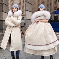 Nouvelle parka Parker 2022 matelassée imperméable coupe-vent à taille ajustable avec col en fourrure, veste d'hiver longue maxi à capuche rayée pour femme