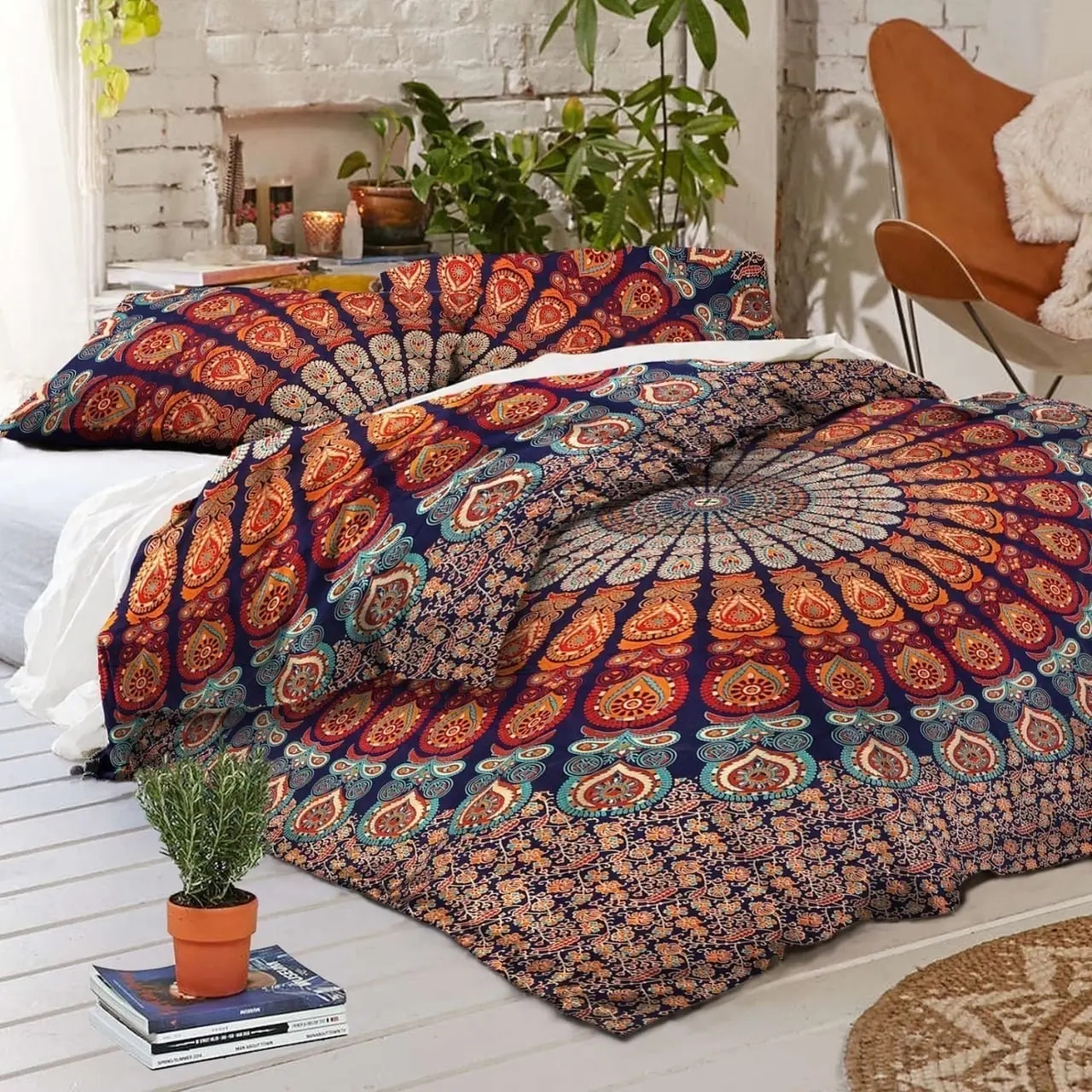Indian Exclusive eye catching beautiful mandala tapestry bedding with pillow covers fabric cotton Queen Size bed sheet set
