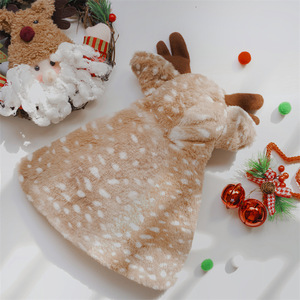 Christmas Reindeer Cape For <b>Dogs</b> And Cats <b>Warm</b> Furry Costume With Hat Cute Pet Outfit Four Seasons Use - Product Image 4