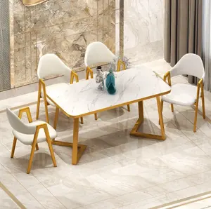 組み合わせミルクティーショップコーヒーショップオンライン有名人商業交渉正方形のテーブルシンプルな大理石のダイニングテーブル