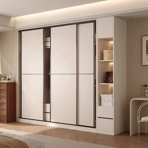Système de dressing intégré moderne, style italien minimaliste, sur mesure, blanc chaud, avec rangement dissimulé, très demandé pour chambre à coucher - Product Image 3