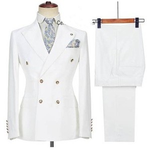 Nuevo <span class=keywords><strong>traje</strong></span> de hombre de dos piezas de doble botonadura ajustado boda banquete novio alta calidad hombre conjunto vestido - Product Image 3