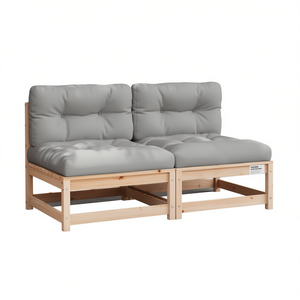 Ensemble de canapé de jardin sans accoudoirs en pin massif, meubles d'extérieur rembourrés pour patio, design minimaliste - Product Image 1