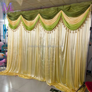 ของตกแต่งเวทีในร่มกลางแจ้งไมลม่านฉากหลังแต่งงานประดับด้วยผ้าสีเขียว - Product Image 4