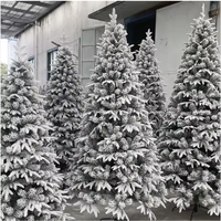 Sapin de Noël en PVC floqué, pré-éclairé avec LED blanc chaud, 120-240 cm, pliable avec support, décoration de Noël intérieure