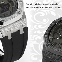 Nouvelle Arrivée Kit de Modification pour G-SHOCK GA-2100 GA-2110 GA-B2100, Pièces de Rechange Boîtier en Métal Gaufré et Bracelet en Caoutchouc pour Montre G