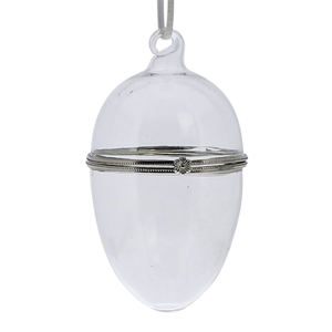 Offre Spéciale clair décoratif soufflé à la main en verre ouvert de pâques suspendus oeuf ornement - Product Image 1