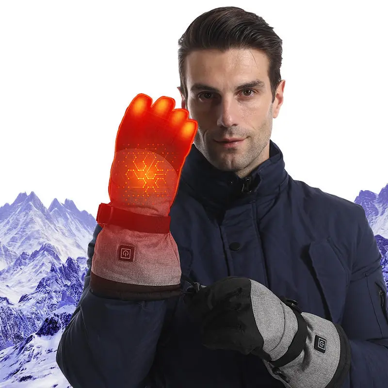 Kış termal ısıtmalı motosiklet eldivenleri erkekler spor elektrik pili ısıtma tam parmak su geçirmez ısıtma eldiven