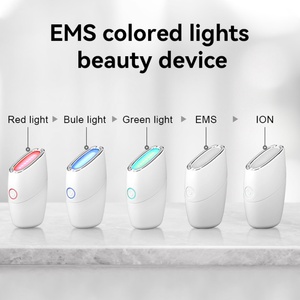 Appareil de massage facial vibrant 3 couleurs pour usage domestique, raffermissant la peau, avec thérapie par lumière rouge et microcourant, pour le lifting du cou - Product Image 2