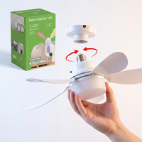 Ventilateur de plafond moderne à LED avec télécommande, douille E27, 5 pales, 3 vitesses, silencieux, mini, à visser, pour chambre, cuisine, garage