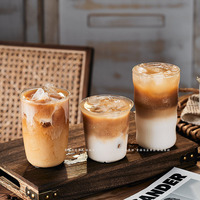 Tasse à café en verre borosilicate haute résistance, simple, à large ouverture, pour Americano glacé, latte, avec motif personnalisé