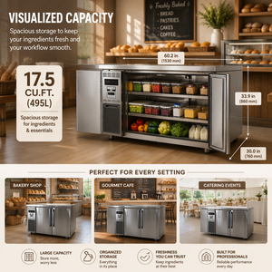 Refrigerador Comercial Ventilado con Ventilador <span class=keywords><strong>de</strong></span> Enfriamiento <span class=keywords><strong>de</strong></span> 2 Puertas, Mesa <span class=keywords><strong>de</strong></span> Preparación <span class=keywords><strong>de</strong></span> Acero Inoxidable <span class=keywords><strong>para</strong></span> Servicio <span class=keywords><strong>de</strong></span> Catering en Subway - Product Image 2