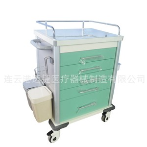 Chariot de livraison médical Maijie à 5 tiroirs en acier inoxydable, chariot d'hôpital avec poubelle et porte-gobelet - Product Image 2