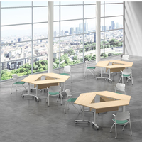 Mobilier de bureau moderne blanc Table de formation en bois convertible avec roues pour réunions et conférences