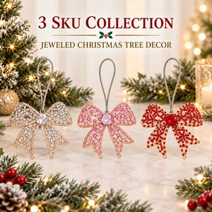 Dekorasi Rumah Liburan Natal Pita Rhinestone Paduan Seng Berongga Ekor Pendek Hiasan Pohon Natal Berhiaskan Permata - Product Image 6