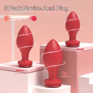 Juego de tres tapones anales de silicona, juguete SM para adultos, tapón anal trasero suave y seguro para juegos íntimos, uso cómodo. - Product Image 4