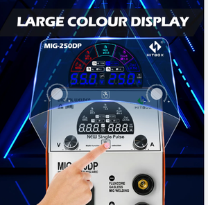 Hitbox MIG250DP เครื่องเชื่อมอะลูมิเนียมแบบพ<span class=keywords><strong>ก</strong></span>พาเครื่องเชื่อมโลหะแบบมีจอแสดงผล LCD 250A เฟสเดียวแบบพัลส์คู่ - Product Image 2