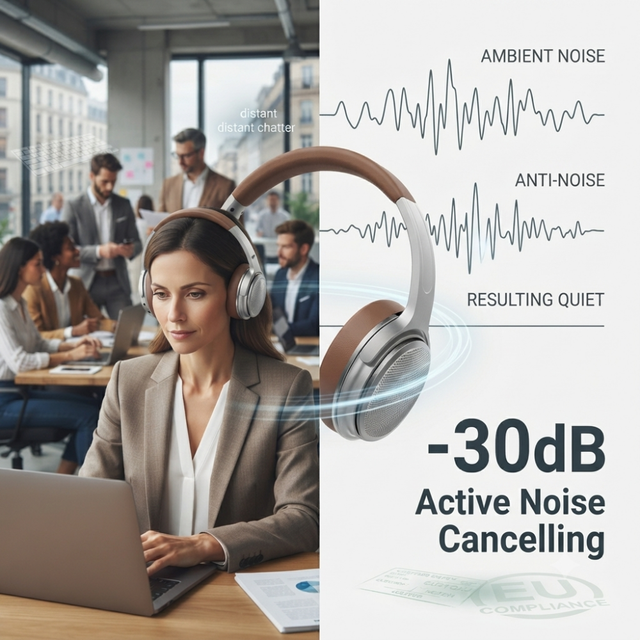Professional Active Noise Cancelling Headset | Ideal for Office & Commute | Deep Bass Sound B2B
