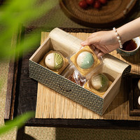 Boîte cadeau personnalisée pour gâteaux de lune avec emballage en bambou, vente en gros, logo personnalisé, emballage cadeau en bois recyclable, boîte en bambou