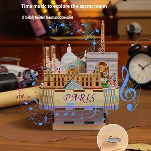 Boîte à musique en bois artisanale tendance et amusante, nouveau produit transfrontalier, jouet pour adultes de renommée mondiale pour les passionnés d'architecture - Product Image 3