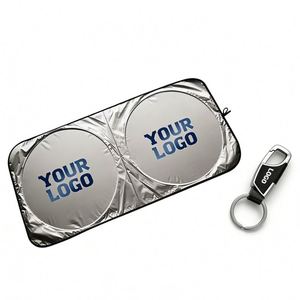 โปรโมชั่นสำหรับผู้ค้าส่ง ของขวัญธุรกิจ ผ้าโพลีเอสเตอร์สีเงิน กันแดด พับได้ ป้ายโลโก้สั่งทำ ที่บังแดดหน้ารถ - Product Image 1