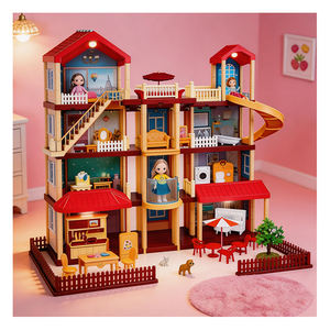 Casa de Juegos para Niños, Casa de Muñecas con Muebles, Balcón, Piscina, Tobogán, Ascensor, Juego de Imitación, Regalo Unisex de Plástico - Product Image 1