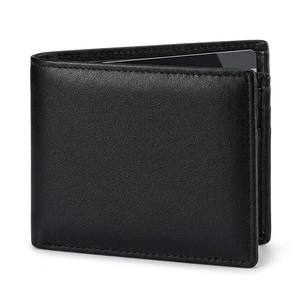 Portefeuille bifold en <span class=keywords><strong>cuir</strong></span> véritable pour hommes, avec blocage RFID, <span class=keywords><strong>porte</strong></span>-cartes fin avec fenêtre d'identification, logo personnalisé OEM - Product Image 1