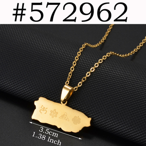 Collana con Ciondolo Mappa di Porto Rico e Maschera con Palma <span class=keywords><strong>da</strong></span> Cocco per Donne e Ragazze, Base in Acciaio Inossidabile, Gioielli Etnici PR # 572962 - Product Image 6