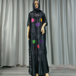 Caftán Africano de Verano con Cuentas para Mujer, Color Sólido Clásico, Caftán Hijab Elegante, Vestido Largo de Seda Satén para Fiesta, Abaya - Product Image 5