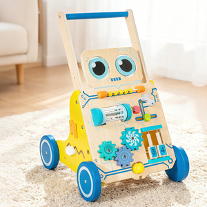 Marche-bébé en bois avec engrenages et perles - Jouet éducatif pour apprendre à marcher pour les enfants de 3 ans - Product Image 5