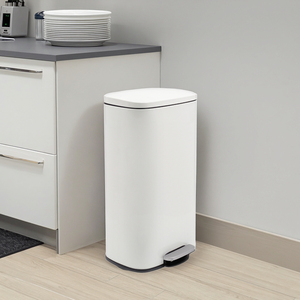 Công Suất Lớn 30L Khách Sạn Thùng Rác Có Thể Trắng Thép Không Gỉ Thùng Rác Tùy Chỉnh In Kim Loại Chân Bàn Đạp Bin Mạ Kẽm Thùng Rác Có Thể - Product Image 1