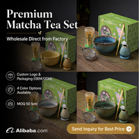 Kit de préparation de matcha de luxe avec glaçure de four, outils de cérémonie du thé japonais, bol en céramique, fouet et support, ensemble de matcha
