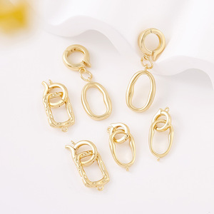 Oval Clasp <b>Set</b> Gold Plated Copper Necklace Making Jewelry Buckle 18K Genuine Gold OT Clasp Round <b>Square</b> Double Ring B67 - Product Image 3