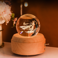 Boîte à musique Princesse des Neiges avec boule de cristal, veilleuse LED, flocon de neige rotatif, globe à neige pour anniversaire, Saint-Valentin, cadeau de festival