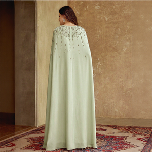Robe longue plissée sans manches <span class=keywords><strong>vert</strong></span> menthe pour femme, col montant, taille empire, unie, décontractée, pour soirée, invitée de mariage ou fête - Product Image 5