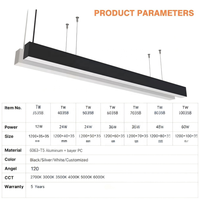 Suspension linéaire LED moderne en aluminium noir/blanc pour la décoration intérieure design