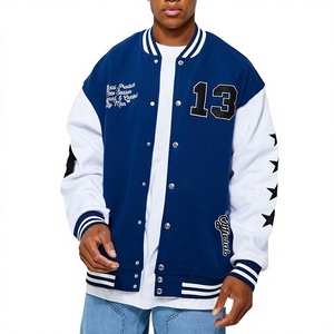 <b>Men's</b> Blue <b>White</b> Varsity <b>Jacket</b> Customized Embroidered New Style Baseball Bomber Coat best quality varsity <b>jacket</b> for <b>men</b> - Product Image 1