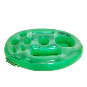 Portavasos multifuncional de punto de fábrica, portavasos inflable para fiesta en la piscina, cubo de hielo, plato de cena de agua