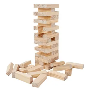 48 PCS木製スモールタワーゲームおもちゃスタッキングブロック広葉樹クラシックゲームスタッキングタンブリングタワーゲーム子供用