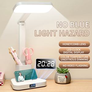 Lámpara de Escritorio LED Recargable de 1200mA con Reloj, Portalápices, Protección Ocular, Temporizador y Función Táctil para Lectores - Product Image 2