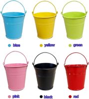 Vases décoratifs en métal peint en forme de lapin, mini pots à œufs de Pâques ronds, seaux à poignée pour jardin et maison, vente en gros à prix réduit