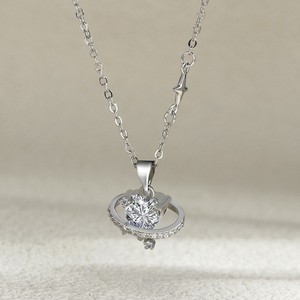 Collana Love <span class=keywords><strong>Galaxy</strong></span> <span class=keywords><strong>con</strong></span> Cuore Circondato da Zirconi, Design Unico, Ciondolo <span class=keywords><strong>con</strong></span> Diamante, Catena per Clavicola, Gioielli da Donna, Vendita all'Ingrosso - Product Image 1