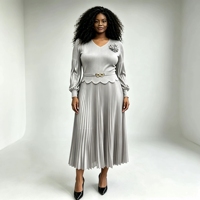 Robe plissée Miyake pour femme, taille plus, style africain, avec broche florale 3D et taille festonnée, longueur cheville, collection automne 2026