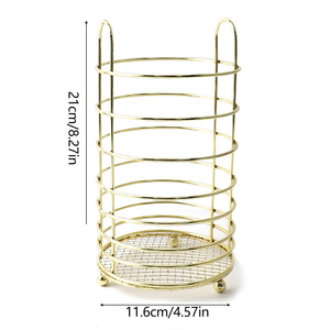 Support de rangement moderne doré pour ustensiles de cuisine, panier de rangement en maille de fer pour capsules de café, couteaux, fourchettes et cuillères - Product Image 3
